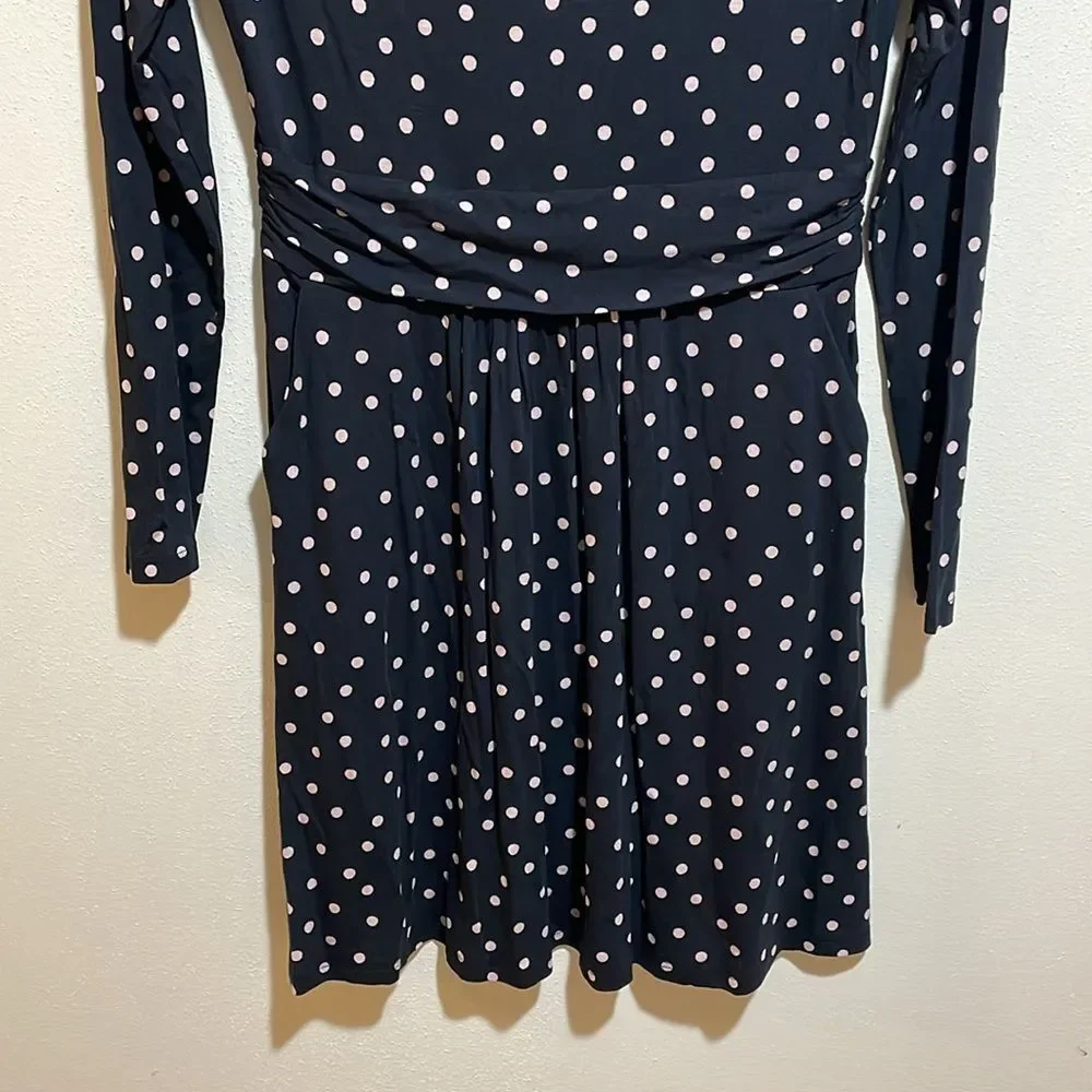 NEW Boden Abigail Jersey Dress Long Sleeve Black Milkshake Pink Spot 6 Petite